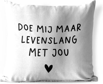 Buitenkussen Weerbestendig - Spreuken - Doe mij maar levenslang met jou - Quotes - 50x50 cm