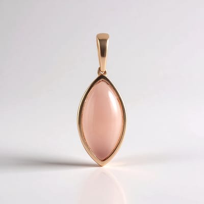 Cavill - Zilveren hanger met 18K roségoud verguld - Braziliaanse Roze Chalcedoon 3,6 ct - Marquise Cabochon - Elegant minimalistisch dames sieraad