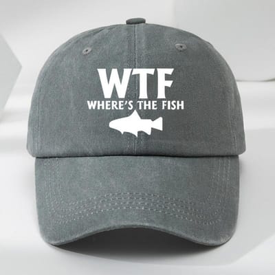 Wtf Vissenprint Buiten Mannen Wasbare Baseballpet Retro Eendenbekpet Sport Casual Baseballpet Adjustable gray