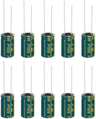 Electrolytische Condensator 35V 680uF - Set van 10, Geschikt voor TV, LCD Monitor en Koelkast, Hoge Frequentie Aluminium Condensatoren, 10 x 17 mm