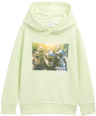 Tom Tailor - Hoodie met fotoprint - Maat 92/98 - lime cream green