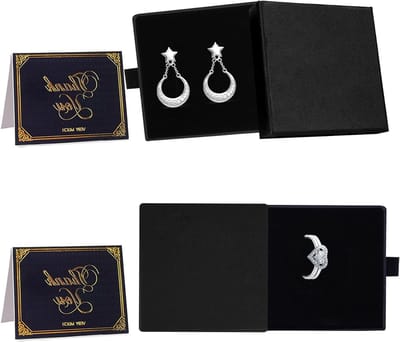 Kleine sieradenbox met deksel, set van 2, ideaal voor kettingen, armbanden, oorbellen en ringen, 3 x 3 x 0,8 cm, inclusief 2 wenskaarten