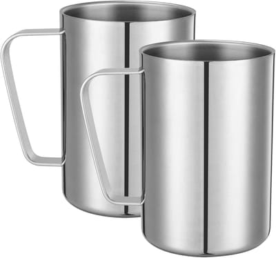 Dubbele Wand Geïsoleerde RVS Mokken 500ml - Set van 2, Geschikt voor Warme en Koude Dranken, Vaatwasserbestendig, Ideaal voor Koffie, Thee en Sap