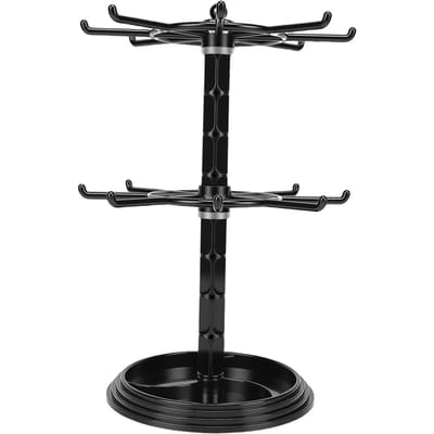 Support de présentoir rotatif à 2 niveaux pour bijoux Arbre à bijoux Support pour suspendre les bracelets pour Bracelets Boucles d'oreilles Boucles d'oreilles Montres black
