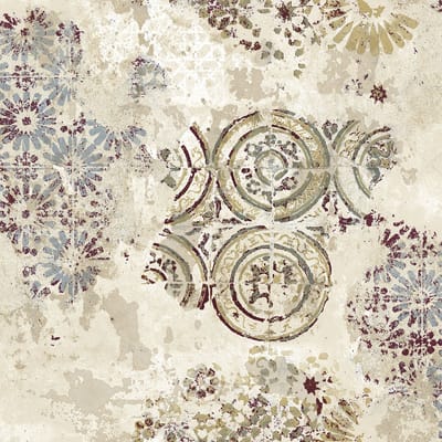 Behang boho cirkel en bloemen stempels - Behang - Wandbekleding - Wanddecoratie - Vliesbehang - Zero - 0,53 x 10,05 M.