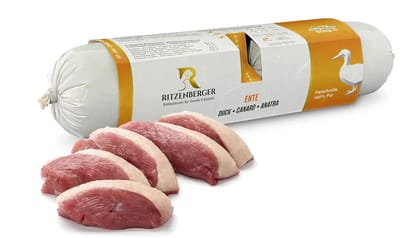 Ritzenberger 100% Eend gestoomde worst. 24 x 400 gram (doos 12 rollen, 9,6 kilo totaal)