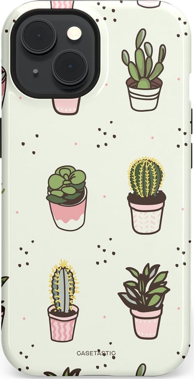 Casetastic Hoesje Geschikt voor Apple iPhone 15 Magsafe - Stijlvolle Beschermende Duo-layer Case - Familie Cactus