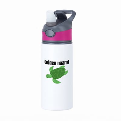 Hacebo® - schildpad met eigen naam waterfles met rietje roze - Schildpad - schildpad liefhebbers - iemand die houdt van schildpadden - verjaardag - cadeau - kado - geschenk - water fles - 650ML