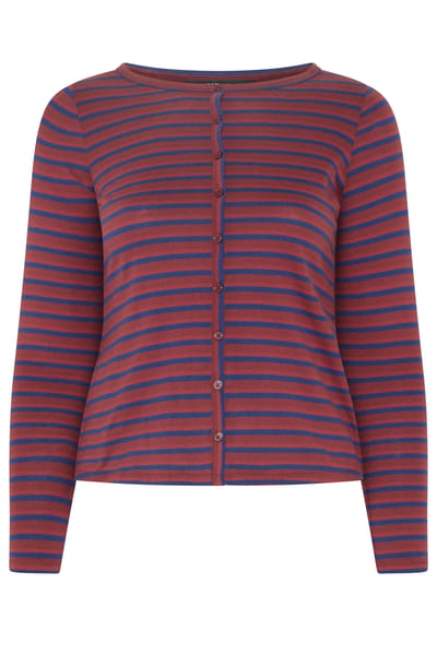 Limited Collection Roodblauwe Gestreepte Top Met Knoopsluiting Size 42