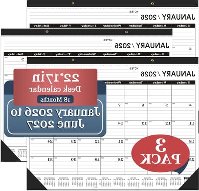 Bureaukalender 2026 - Planners 2026-2027 - Dagelijkse Planning - Extra Grote Blokken - 22 x 17 inch - Zwart