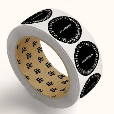 Vervaldatum keuringsstickers - jaartallen 26-31 - op rol | 3 cm - 795 stickers per rol