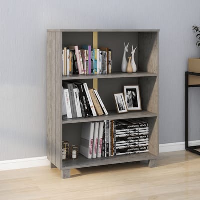 vidaXL - Boekenkast - HAMAR - 85x35x112 - cm - massief - grenenhout - lichtgrijs