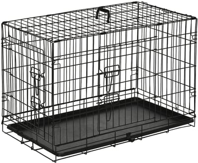 Merax Hondenbench – Opvouwbare Transportbox Voor Honden En Kleine Huisdieren 76 x 46 x 52 cm – Draagbare Hondenkooi – Metalen Bench Zwart – Ideaal Voor Reizen En Thuisgebruik