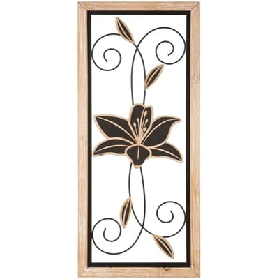 Wanddecoratie Iron/wood Wall Panel Koman -b 26×2,5×60 cm