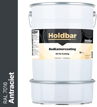 Holdbar Badkamercoating Antraciet (RAL 7016) 10 kg - Badkamerverf - Tegelverf - Alle kleuren - Waterdichte Badkamer verf - Ook Toepasbaar in douchecel - Gemakkelijk te reinigen - 2 Componenten