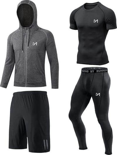 4 in 1 Compressie Sportbroek Heren - T-shirt- Sportshirt - Sportkleding - Fitnesskleding - Hardloopbroek Heren - Sportshorts Trainingsjack- Zwart - Maat S