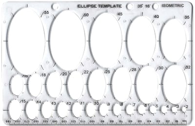 Ellipse Sjabloon - Tekenhulp - Tekenen & Ontwerpen - Diverse Maten - 20 x 12.5 cm