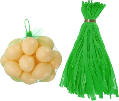 100 stuks herbruikbare netzakken voor groenten en fruit, 35 cm nylon met gespsluiting, elastische zakken voor eieren en boodschappen, groen