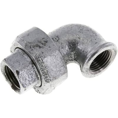 90Graden Hoekige Unie Connector Rp1/2'' Vrouwelijk Gietijzer Platte Dichting Centellen 25bar (351,25psi)