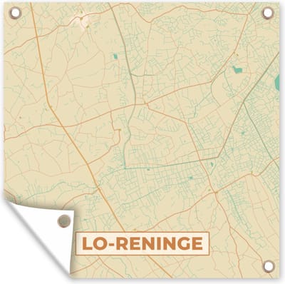 Tuin poster Stadskaart - Plattegrond - Kaart - Vintage - Lo-Reninge - 200x200 cm - Tuindoek