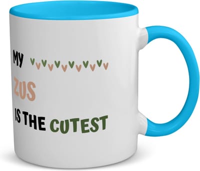 Akyol - my zus is the cutest koffiemok - theemok - blauw - Zus - schattige zus - verjaardagscadeau - verjaardag - cadeau - cadeautje voor zus - zus artikelen - kado - geschenk - gift - 350 ML inhoud
