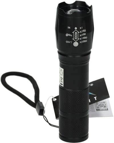 Zaklamp zwart speelgoed - 13cm zaklamp voor kinderen.