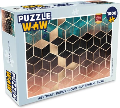 Puzzel Abstract - Kubus - Goud - Patronen - Luxe - Legpuzzel - Puzzel 1000 stukjes volwassenen