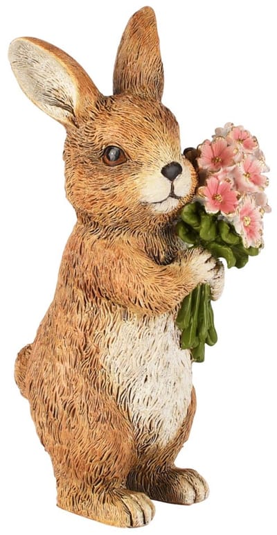 Dekoratief | Bunny m/bloemen, roze/naturel, resina, 10x8x19cm | A260370