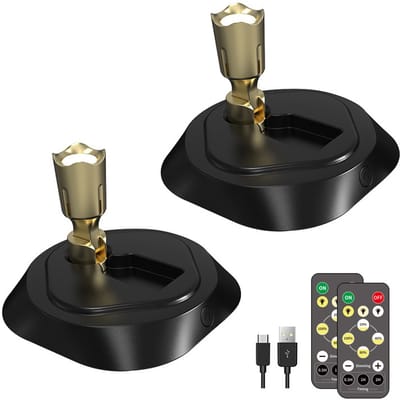 Set van 2 draadloze LED-spotjes met afstandsbediening en timer, geschikt voor binnenverlichting; ideaal voor kunstwerken, schilderijen, planten, foto's, enz. - Wit
