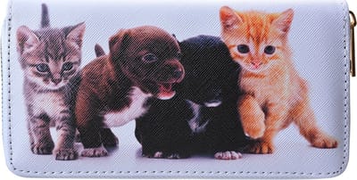 Clayre & Eef Portemonnee 19x10 cm Wit Kunststof Kat en Hond