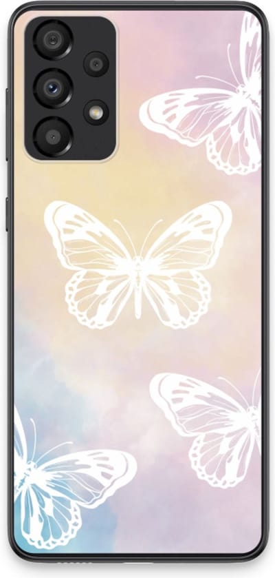 Case Company® - Hoesje geschikt voor Samsung Galaxy A33 5G hoesje - White butterfly - Soft Cover Telefoonhoesje - Bescherming aan alle Kanten en Schermrand