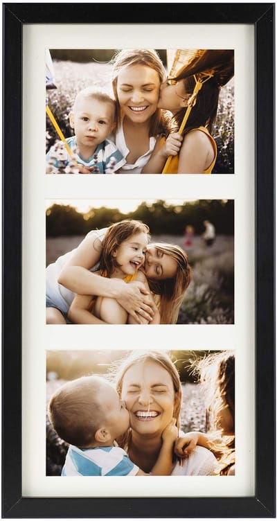 Dailygoods- Fotolijst 18x35 cm - Meervoudige Fotolijst - Fotogalerij met Passe-Partout - 3 Uitsparingen 10x15 cm - Zwart - Hoogwaardige Kwaliteit - Fotoframe