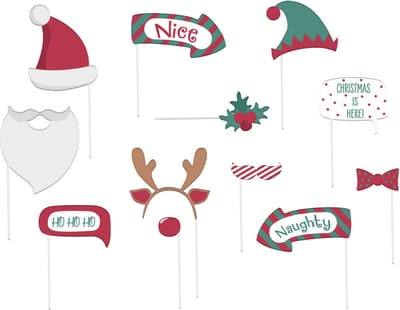 Folat Kerst foto prop set - 24-delig - Christmas party photo booth - fun/feest cadeau