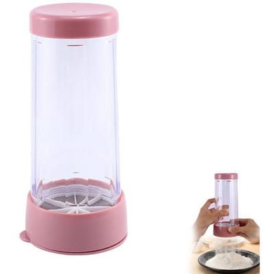 Draagbare meelsuikerdispenser met deksel Chocoladekoffie Cacaopoeder Suikershaker met roestvrijstalen gaaszeefjes white