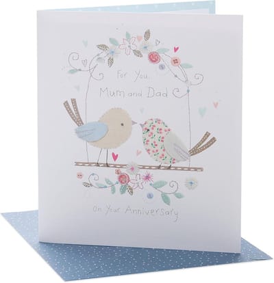 Huwelijksverjaardag kaart voor Mama en Papa - Mooi Vogels Thema