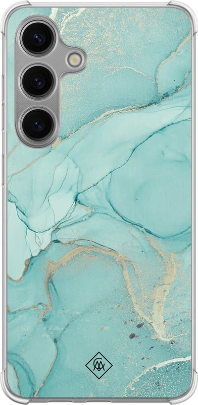 Casimoda® hoesje - Geschikt voor Samsung Galaxy S24 - Marmer mint groen - Shockproof case - Extra sterk - TPU/polycarbonaat - Mint, Transparant