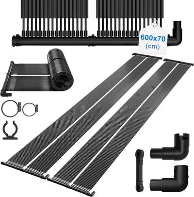 600 X 70 cm - Solarmatte Zwembadverwarmer - Uitbreidbaar - Zonnecollector - Op Zonne-energie - 4,2 M² - Voor Zwembaden - Zwart - NAIZY