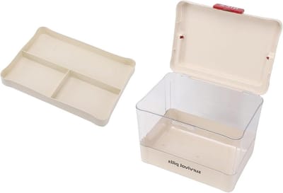 Opbergdoos Organizer - Opbergkist Lade - Hobby Spullen Opslag - 2-laags Ontwerp - 33x26.5x23.5 cm - Hoog Wit