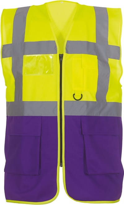 Yoko Signalisatie multifunctioneel executive vest YHVW801 - Hi Vis Yellow / Purple - S