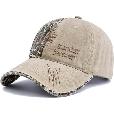 Casquette de baseball en coton délavé avec patch léopard style Y2K Mode pour femmes Style décontracté Bohème Streetwear Chapeaux Casquettes tendance pour femmes 56cm-60cm gray