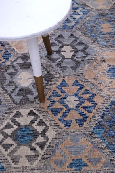 Kleurrijk Tapijt Laagpolig Handgeweven Wollen Vloerkleed - Koho Afghan Kelim 122x81 - 122x81cm- Modern - Woonkamer - Salon - Slaapkamer - Eetkamer