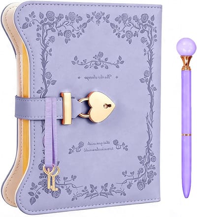 Geheim dagboek met slot en sleutels voor meisjes, afsluitbaar notitieboek met 360 pagina's, perfect als geschenk voor tienermeisjes en vrouwen, B6 formaat, paars
