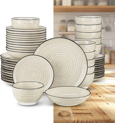 Luxe Serviesset – 48 delig – 12 persoons – Porselein - Bordenset – Dinner platen – Dessertborden - Kommen - Soepbord - Beige