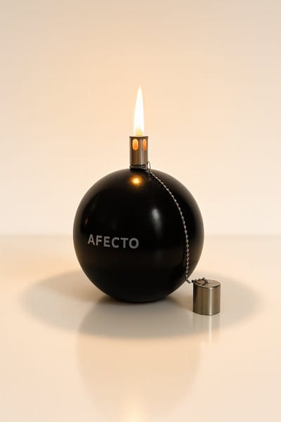 1+1 Afecto Mat Zwarte Oliebrander - olielamp - Hoogte: 10 cm, Breedte: 9 cm - Voorzien van een duurzame glasvezel lont