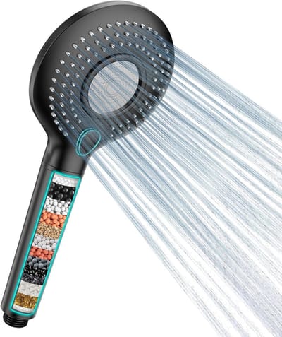 Hoogdruk Douchestraal met 15-Laags Filter, 1.5 m Slang, 3 Spuitstanden, Energiebesparende Handdouche voor Hard Water, Chloor en Bacteriën