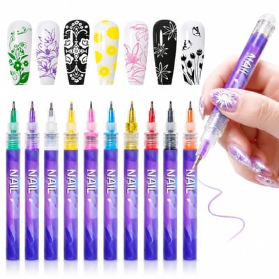 BOTC Nail Art Pennen - 12 stuks Nagelkunstmarkers voor gelnagels - 3D nagellak DIY Nagelkunstmarker - Sneldrogende Nagelpen