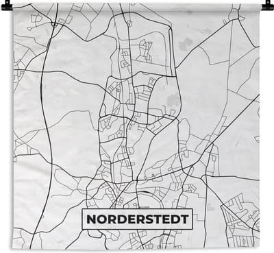 Wandkleed - Wanddoek - Plattegrond - Norderstedt - Kaart - Stadskaart - 180x180 cm - Wandtapijt