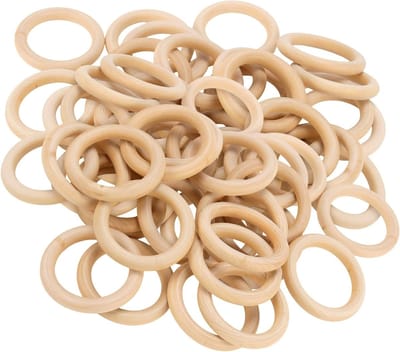 60 Stuks 70mm Natuurlijke Houten Ringen voor Ambachten, DIY Projecten en Hu decoration, Perfect voor Gordijnen en Creatieve Decoratie