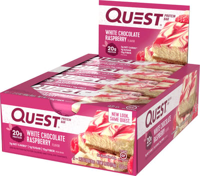 Quest Nutrition Quest Bars - Eiwitreep - 1 box (12 eiwitrepen) - Witte Chocolade Framboos