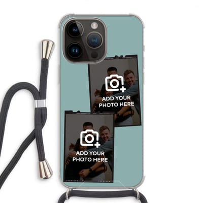 Gepersonaliseerd - Case Company® - Hoesje met koord geschikt voor iPhone 14 Pro Max hoesje met Koord - Polaroid Zwart - Telefoonhoesje met Zwart Koord - Extra Bescherming aan alle Kanten en Over de Schermrand